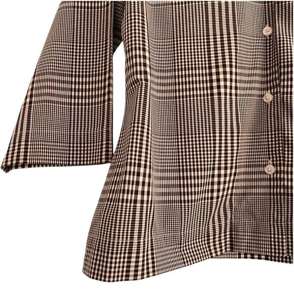 Orvis Houndstooth Cotton Blend Stretch Blouse 3/4 Sleeves Black + White Small - Picture 3 of 6